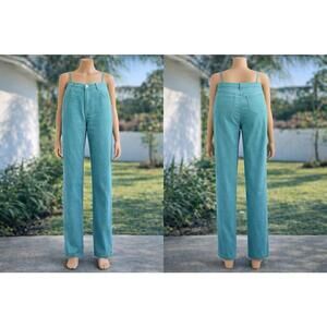 Y2K Gloria Vanderbilt Women’s Straight Leg Pants Size 16 Aqua Blue Mid Rise